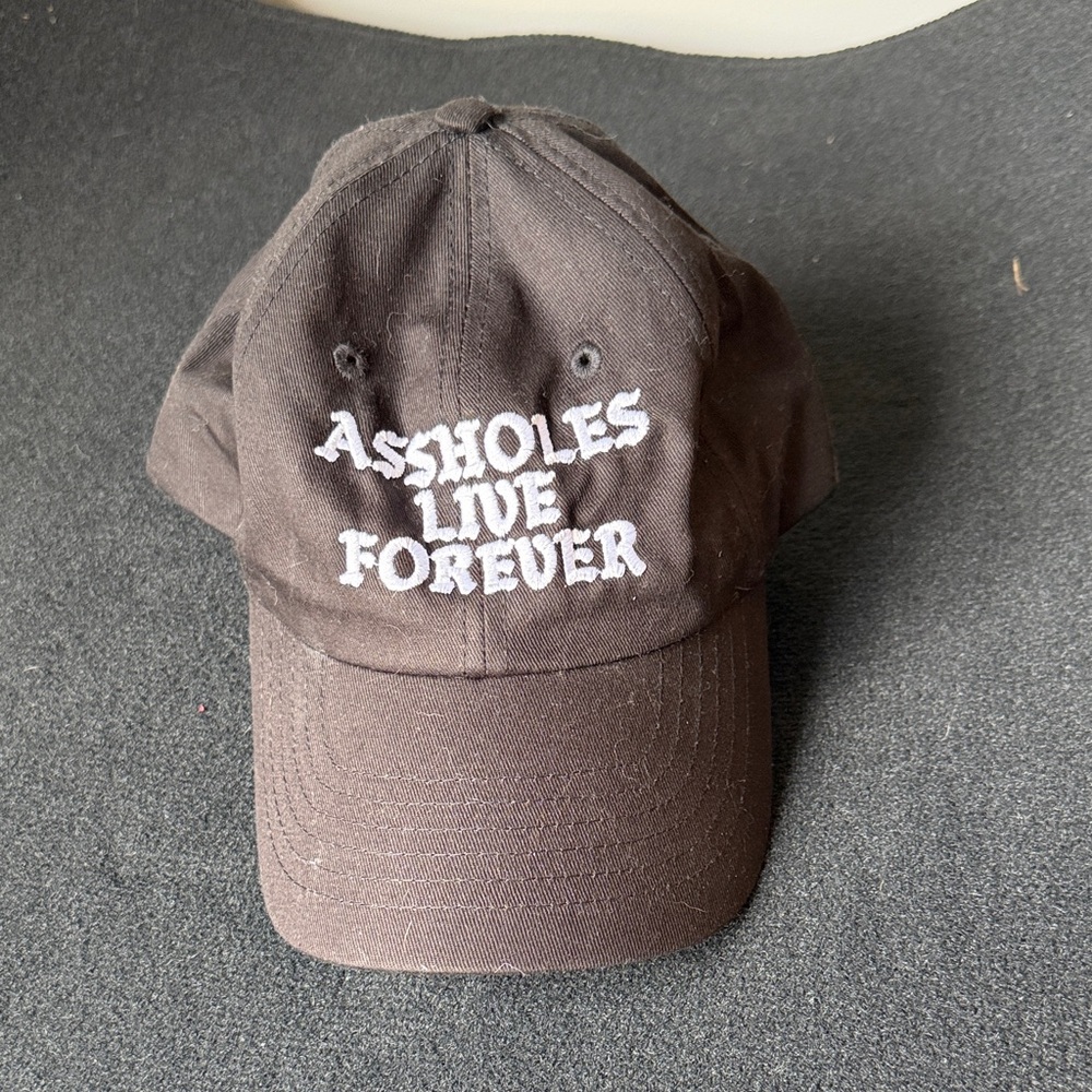 Black Cap with White Embroidery